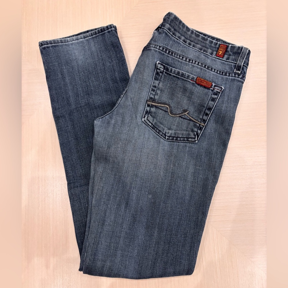7 For All Mankind Vintage Carol Low Waist Straight Leg Blue Jeans Size 30 - Picture 6 of 9